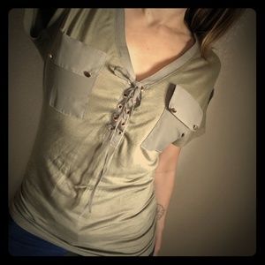 Venus Lace-up Short Sleeve Top XS
